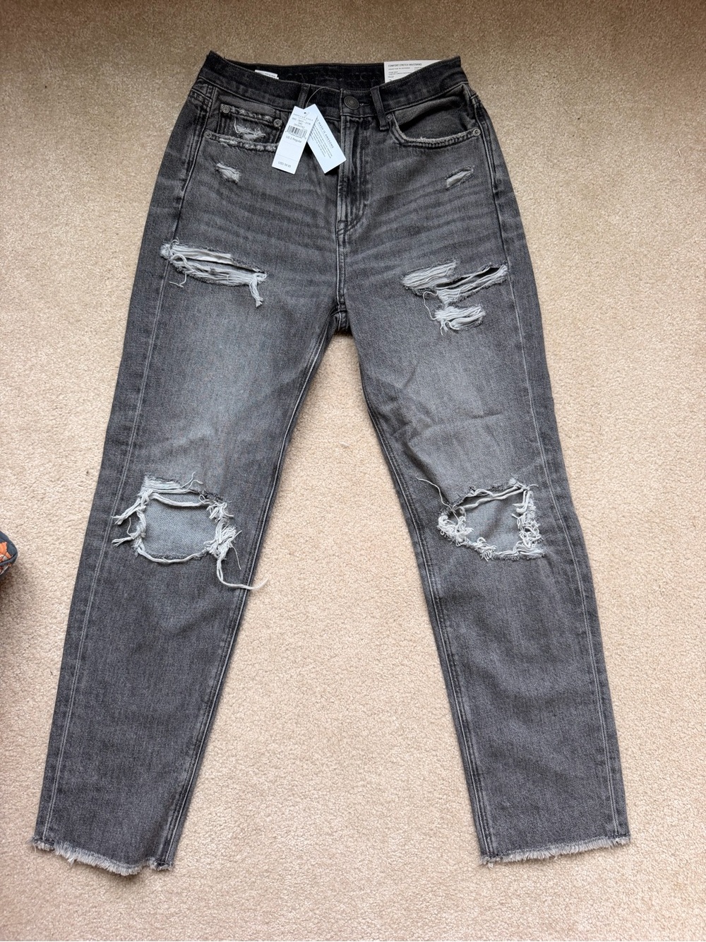 American Eagle Outfitters High-Rise Distressed Gray Jeans
